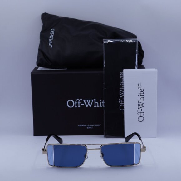 Off-White OERI14A CORTEZ 7645 Rectangle Sunglasses – Gold/Blue - Picture 3 of 11